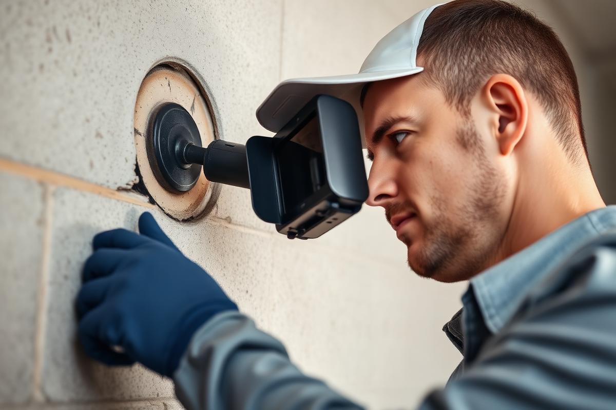 Plumber using electronic leak detection to find hidden water leak in Miami home