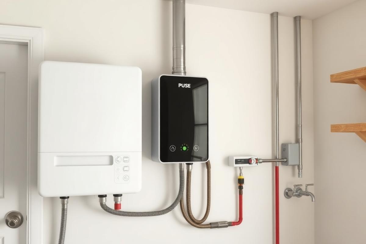 New tankless water heater installation on utility room wall by Dr. Handyman Service