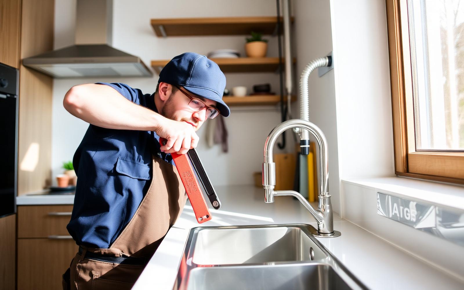 Licensed plumber from Dr. Handyman Service repairing a kitchen sink in Miami
